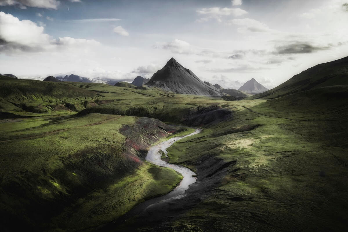 Canyon with mountain in the background