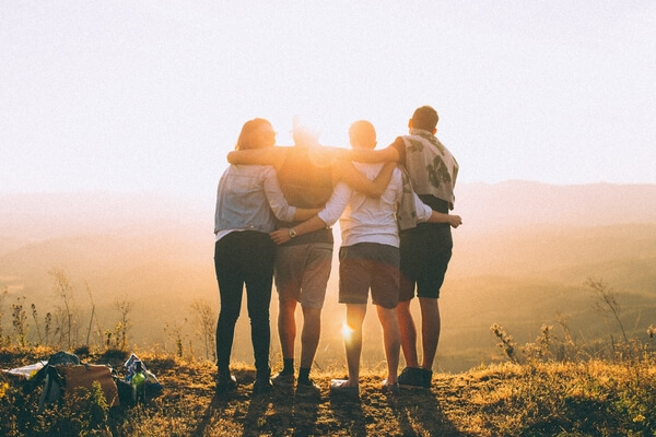 Friends looking the sunset